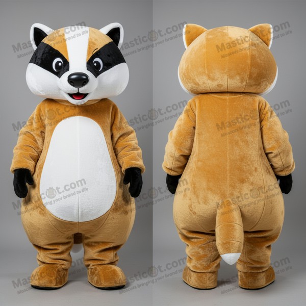 Zlatý plyšový kostým maskota badra - Masticot.com