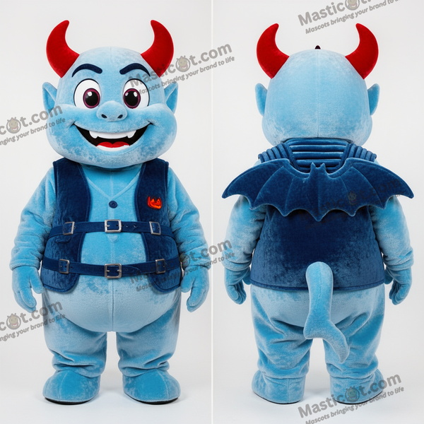 Sky Blue Mischievous Devil Mascot - Devil - MASTICOT_42416 - Masticot.com
