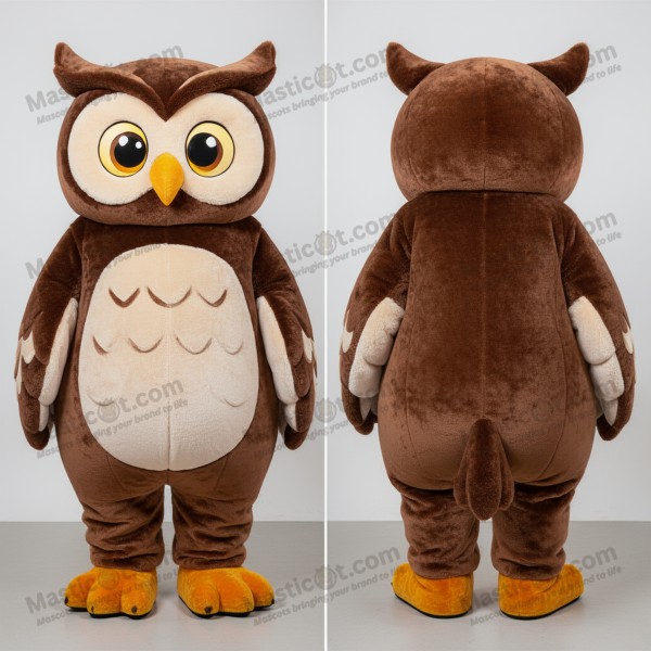 Chocolate Brown Cartoon Owl Mascot - Masticot.com