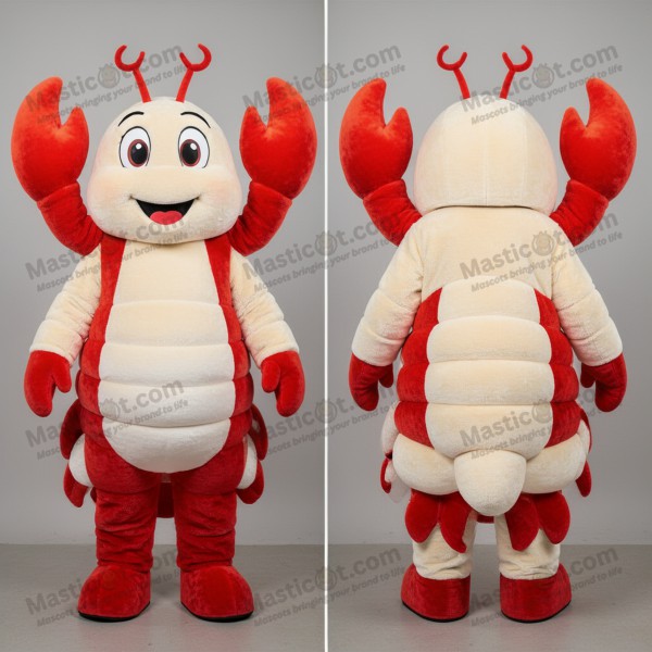 Cream Colored Cuddly Lobster Bisque Mascot - Masticot.com