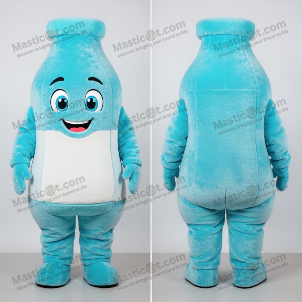 Cyan velvety bottle of milk mascot - Masticot.com