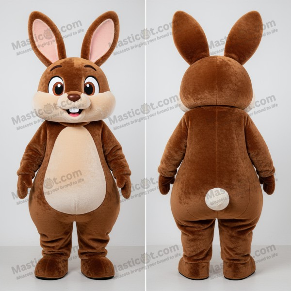 Chocolate brown charming rabbit mascot - Masticot.com
