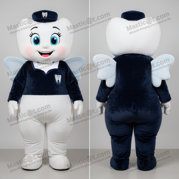 Navy Blue Velvet Skirted Tooth Fairy Mascot - Masticot.com