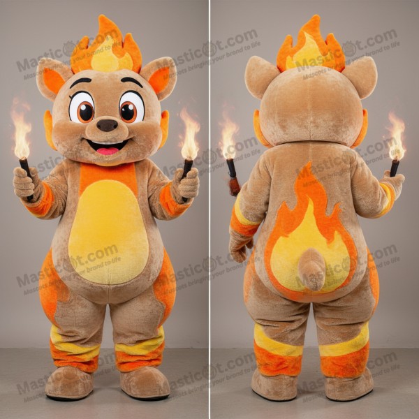 Beigey brown expressive fire eater mascot - Masticot.com