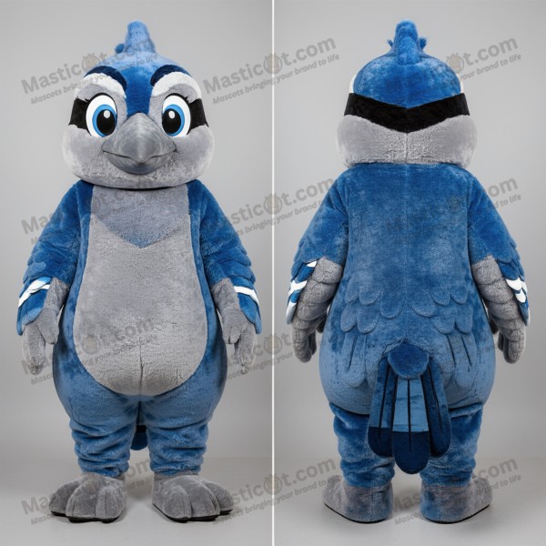 Olive blue wide eyed blue jay mascot - Masticot.com