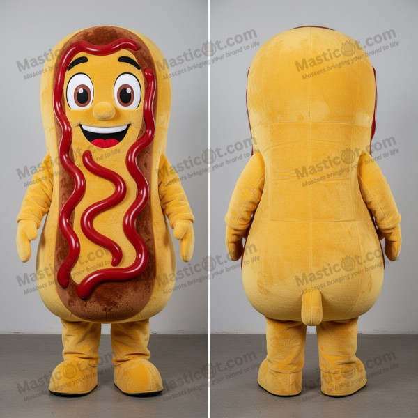 Golden yellow playful currywurst mascot - Masticot.com