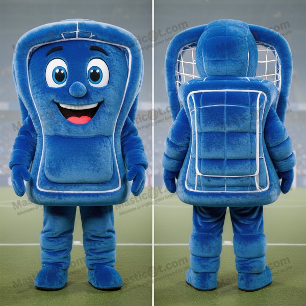 Vibrant Blue Rounded Soccer Goal Mascot - Masticot.com