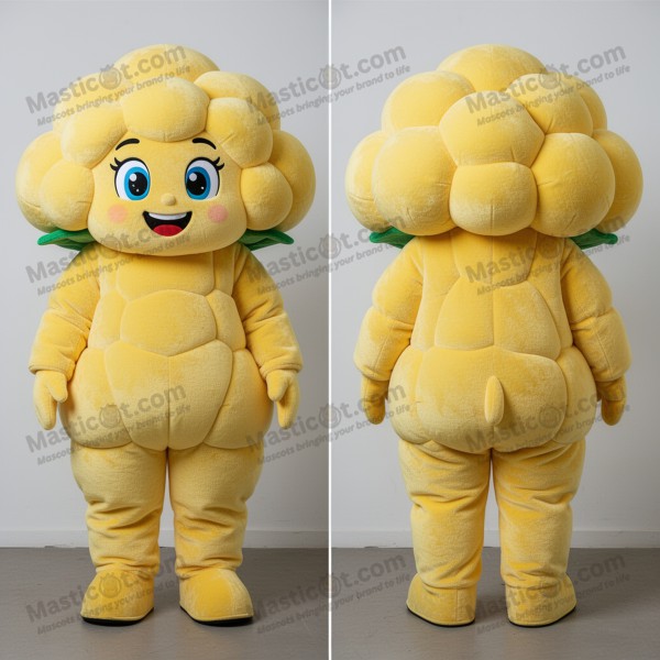 Bright yellow rounded cauliflower mascot - Masticot.com