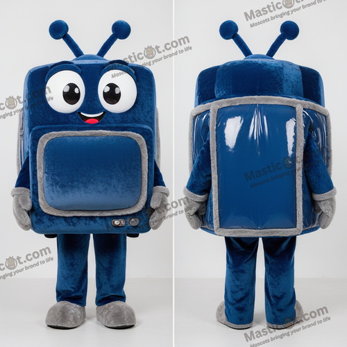 Koboltblå fløjls-tv maskot - Fjernsyn - MASTICOT_42817 - Masticot.com