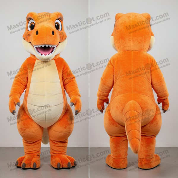 Orange playful deinonychus mascot - Masticot.com