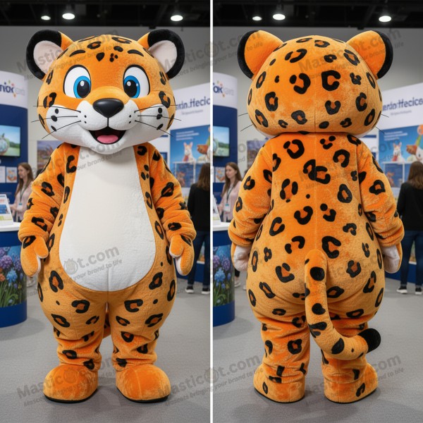 Rust orange spotted leopard mascot - Masticot.com