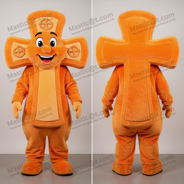 Orange plush celtic cross mascot - Masticot.com