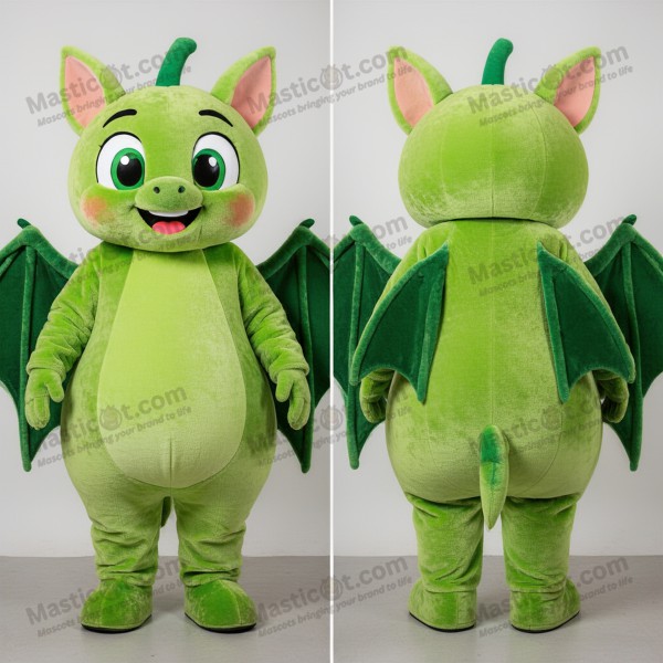 Lime green velvety fruit bat mascot - Masticot.com