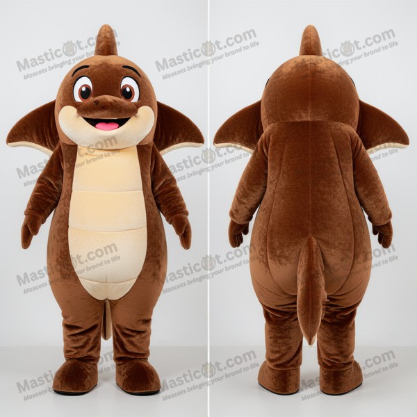 Chocolate Brown Friendly Ray Mascot - Masticot.com