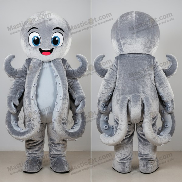 Silver Cartoon Kraken Mascot - Masticot.com