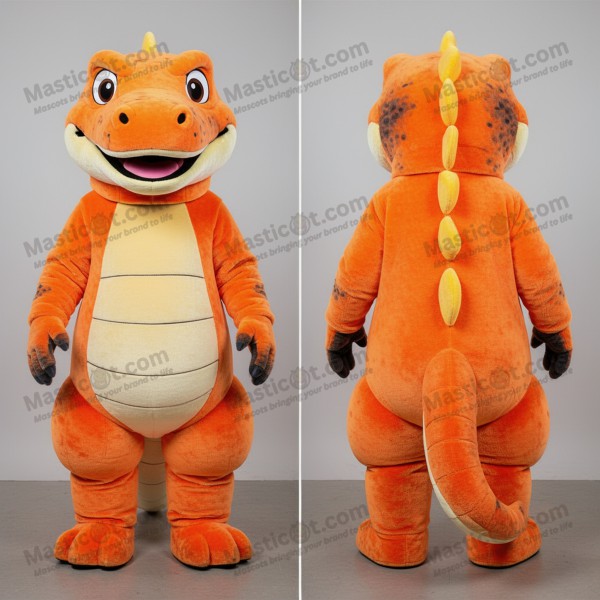 Sametový oranžový usmívající se komodský varan – maskot -