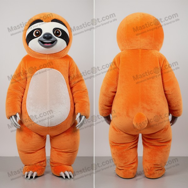 Velvety orange cuddly giant sloth mascot - Masticot.com