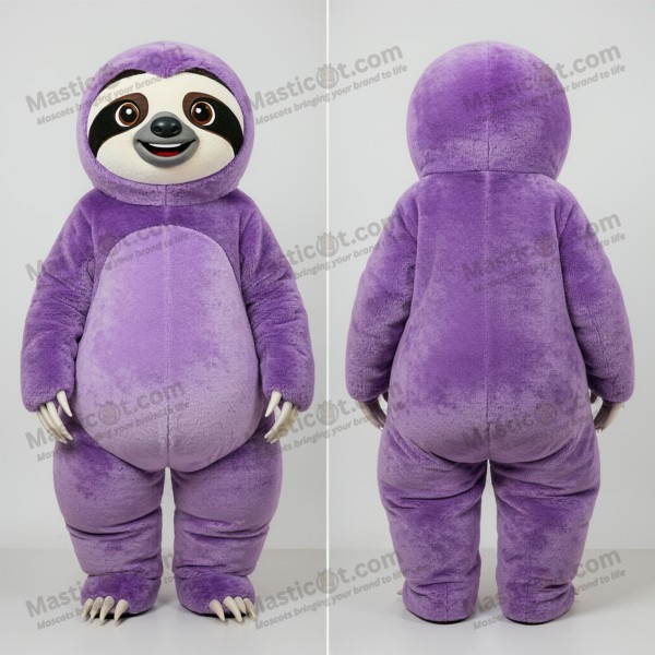 Velvety purple cuddly sloth mascot - Masticot.com