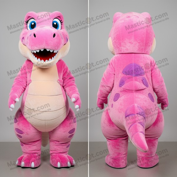 Pink plush roaring t rex mascot - Masticot.com