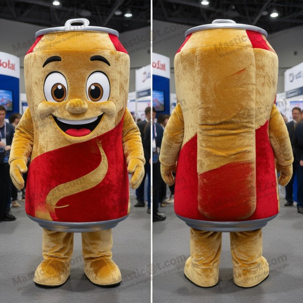 Velvety gold soda can mascot - Soda Can - Masticot.com