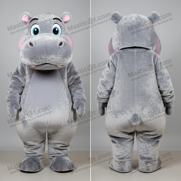 Mascota hipopótamo de peluche plateado amigable -