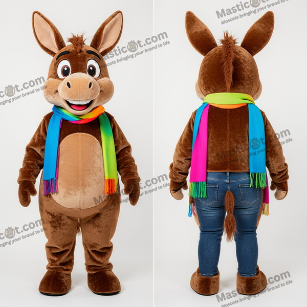 Roztomilý maskot osla v hnědé barvě - Osel - MASTICOT_43318 - Masticot.com
