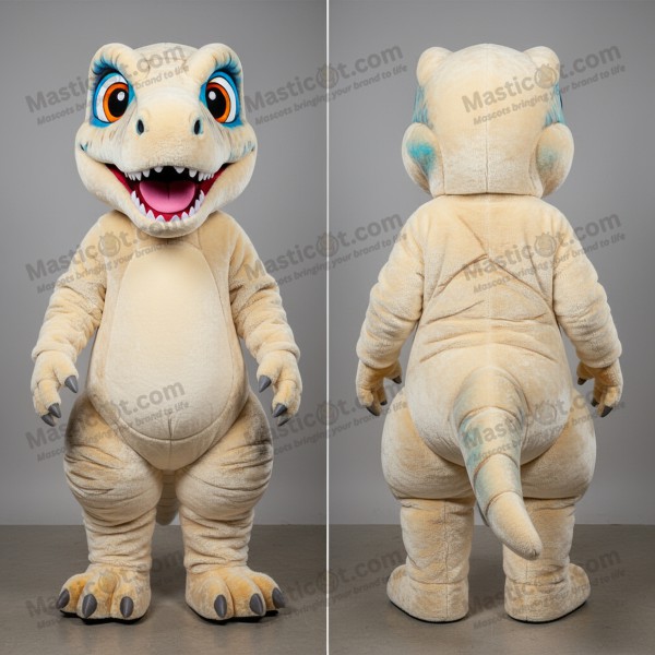 Kremfarget, elegant Utahraptor-maskot - Masticot.com