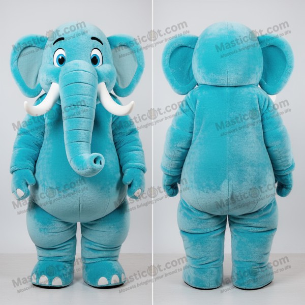 Cyan velvety mammoth mascot - Masticot.com