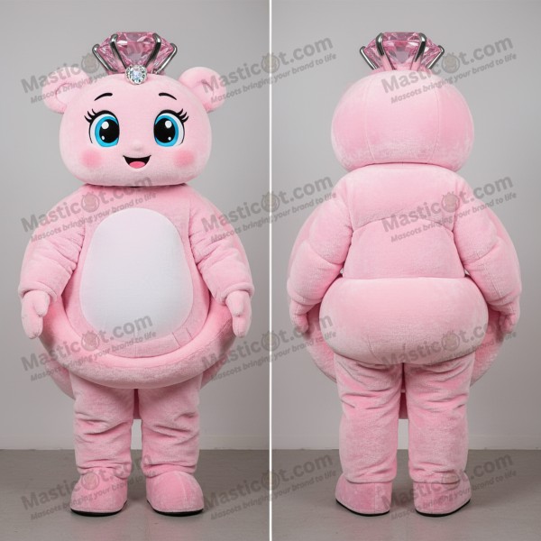Samtrosa Cartoon Verlobungsring-Maskottchen - Masticot.com