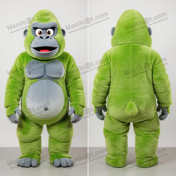 Zelená gorilí maskot s kulatým tvarem - Masticot.com