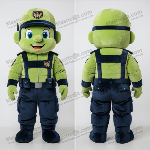 Mascot de soldat marin verde lime, cu umeri lați -