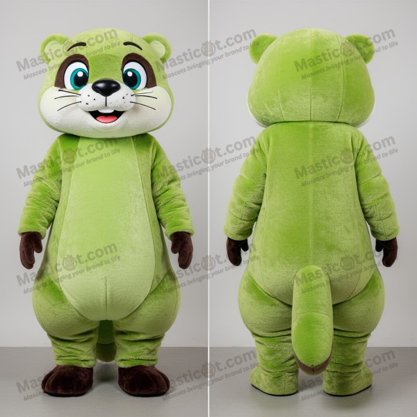 Lime Green Cartoon Otter Mascot - Masticot.com