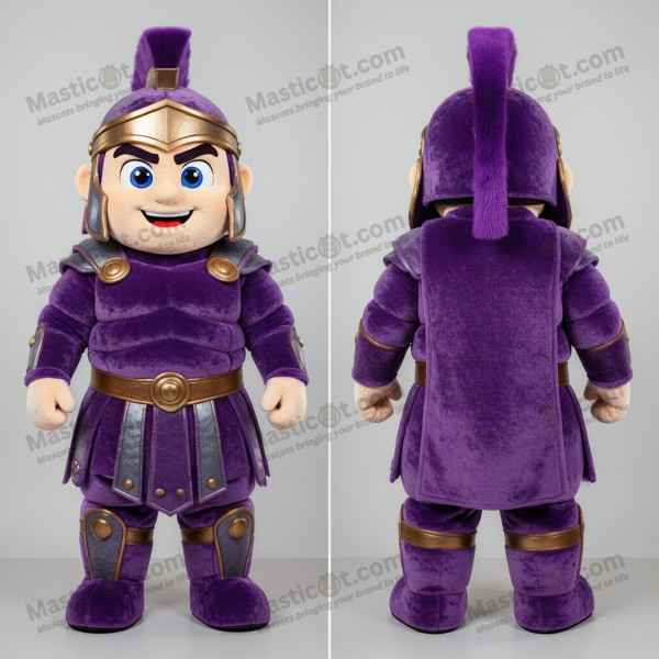 Mascota soldat spartan în armură mov catifelat -