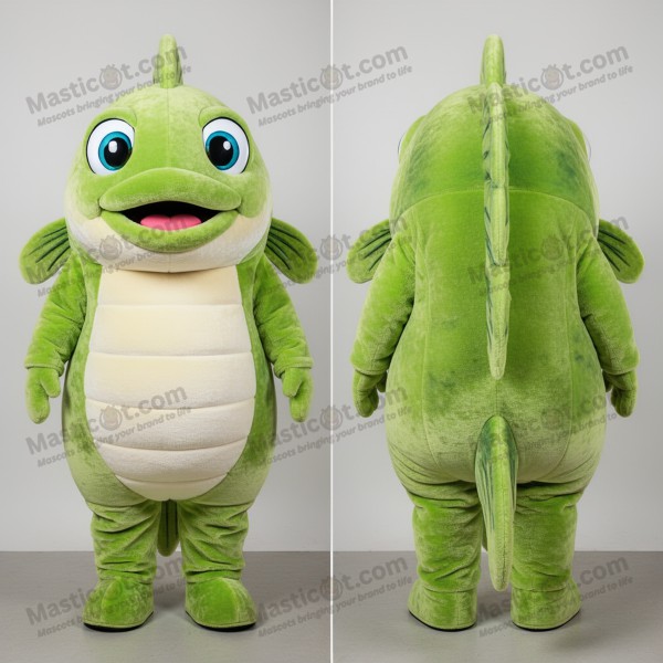 Lime green rounded cod mascot - Masticot.com