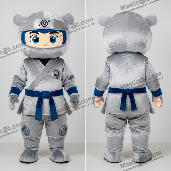 Silver Tecknad Ninja Maskot - Ninja - MASTICOT_43498 - Masticot.com