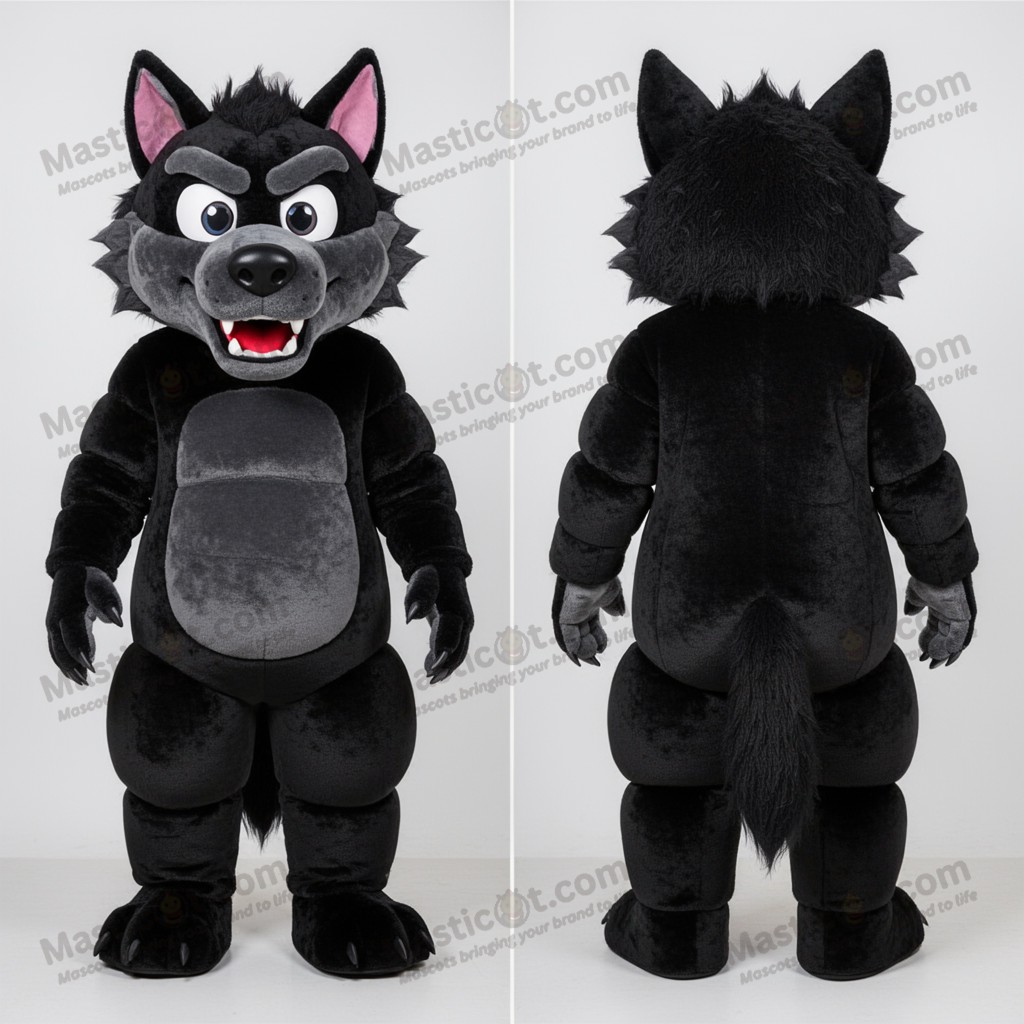 Svart rundet varulv-maskot - Varulv - MASTICOT_4322 - Masticot.com