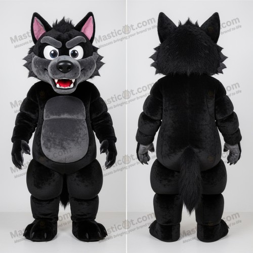Svart rundet varulv-maskot - Varulv - MASTICOT_4322 - Masticot.com