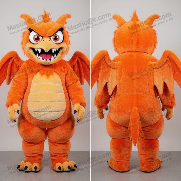 Radiant Orange Velvety Harpy Mascot - Masticot.com