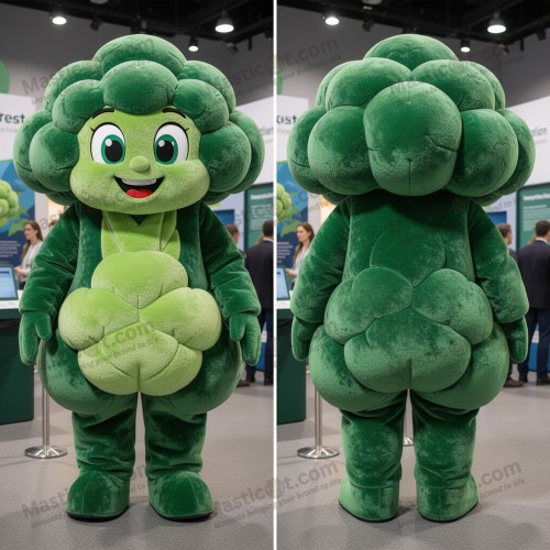 Bosgroene bloemkool mascotte met bladeren - Bloemkool - MASTICOT_403 - Masticot.com