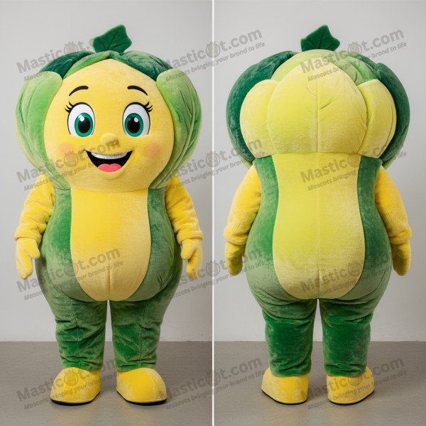 Žlutá zelná maskot s vycpávkou - Masticot.com