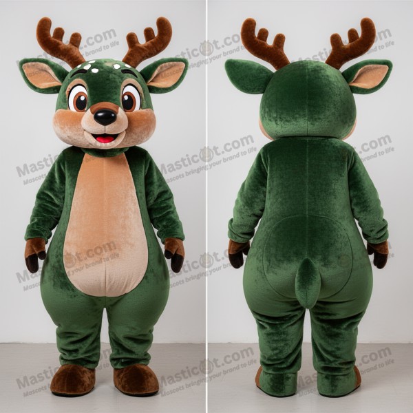 Velvety forest green roe deer mascot - Masticot.com