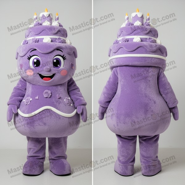 Violet plush tiered wedding cake mascot - Masticot.com