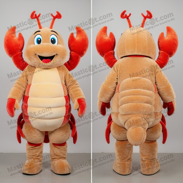 Velvety Tan Cartoon Lobster Bisque Mascot - Masticot.com