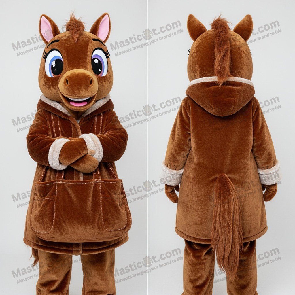 Chocolate Brown Velvety Mare Mascot - Masticot.com