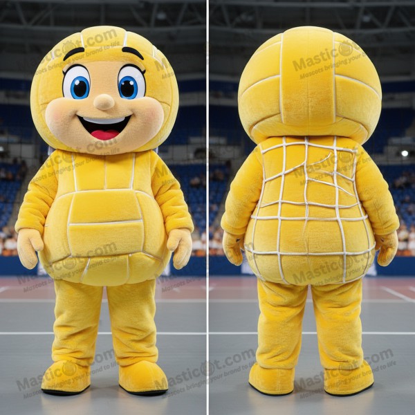 Yellow vibrant volleyball net mascot - Masticot.com