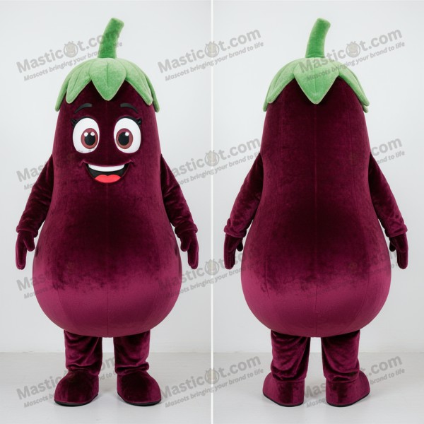 Maroon velvety eggplant mascot - Masticot.com