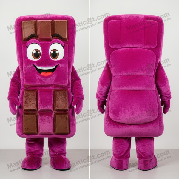 Magenta broad shouldered chocolate bar mascot - Masticot.com