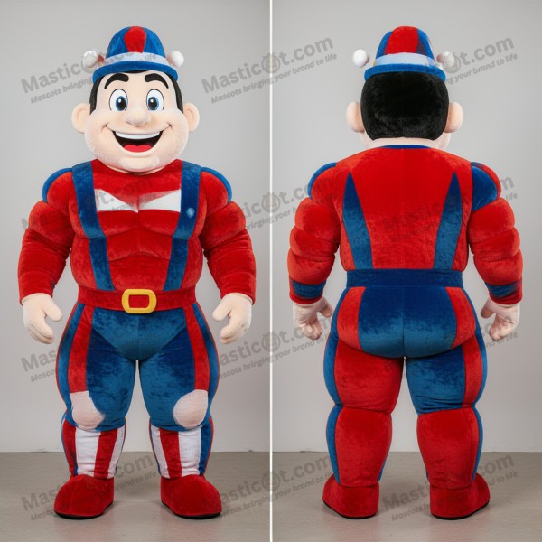 Navy Blue Padded Strongman Mascot - Masticot.com