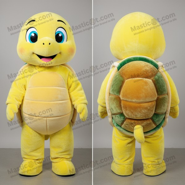 Lemon yellow cuddly turtle mascot - Masticot.com
