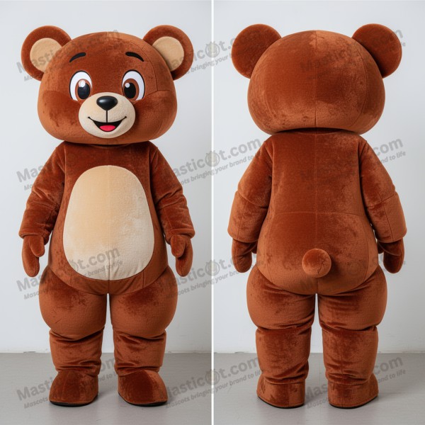Rust orange wide eyed teddy bear mascot - Masticot.com
